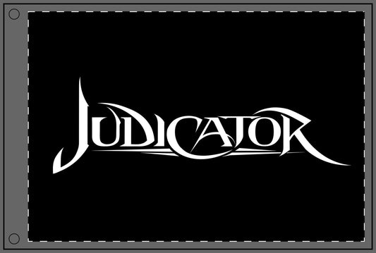 Judicator Double Sided Flag – Bold Graphic Banner for Fans